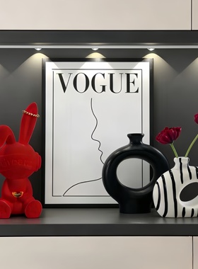 网红植绒坐姿长耳兔子摆件轻奢高档玄关电视柜客厅装饰花瓶高级感