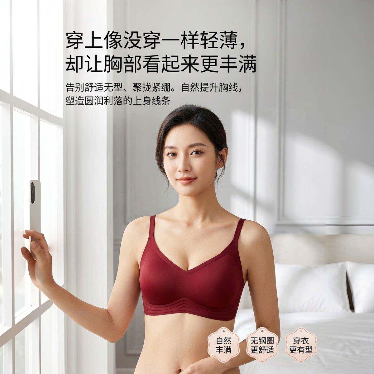 无钢圈无痕聚拢文胸女夏季薄款显胸大舒适透气内衣可拆杯日系美背