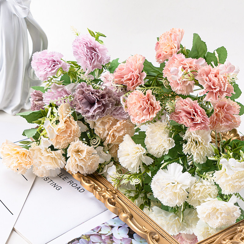 康乃馨花束蛋糕装饰摆件网红母亲节情人简约唯美花朵生日烘焙插件