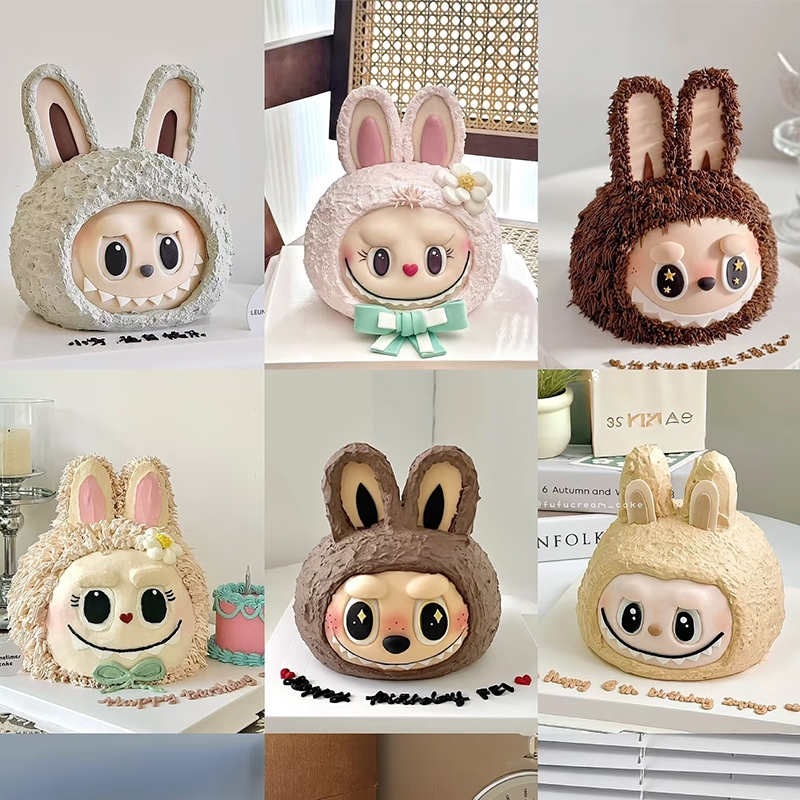 labubu拉布布面具蛋糕装饰摆件