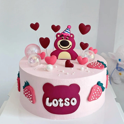 草莓熊软胶小熊蛋糕装饰摆件插件