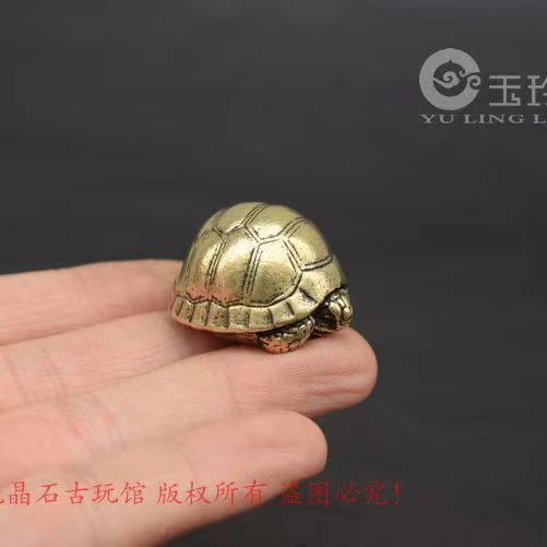 实心纯铜长寿乌龟摆件个性小号铜龟茶宠配件客厅小铜龟镇尺