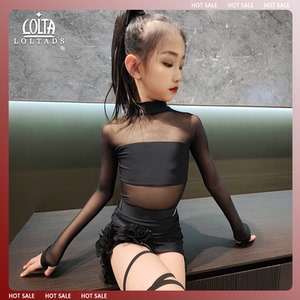 洛利塔夏季儿童表演练功训练服女童拉丁舞蹈练习服少儿网红练功服