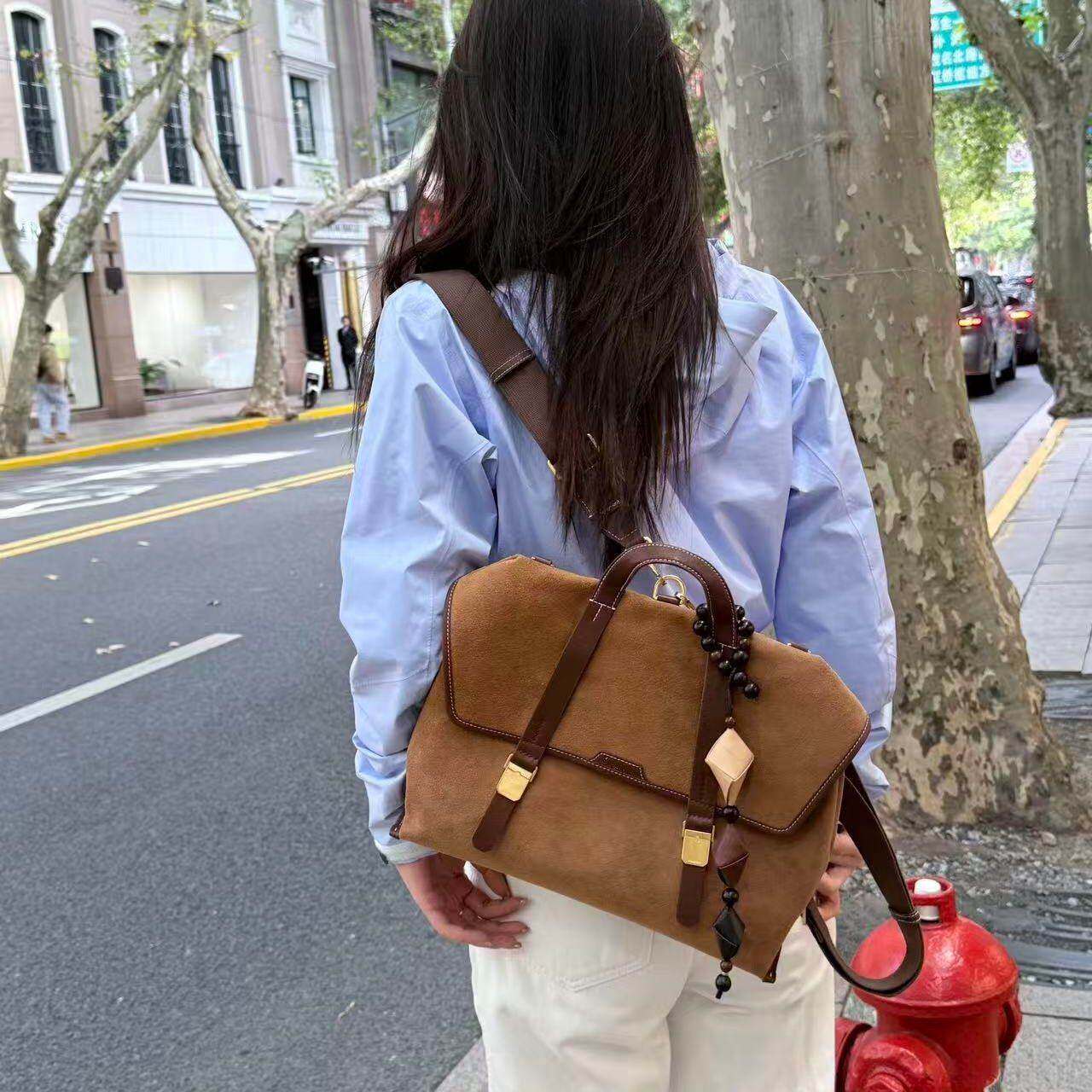 【宋佳同款】山下有系列山行游历公文包植鞣皮斜挎双肩包电脑包