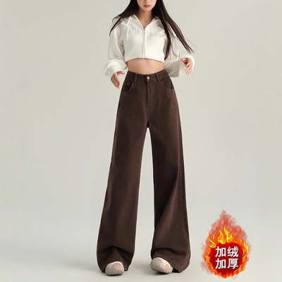 加厚加绒牛仔裤秋冬女款