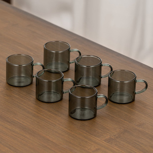 耐高温玻璃茶杯家用品茗杯喝茶的小杯子 6祇装功夫茶具玻璃杯带把