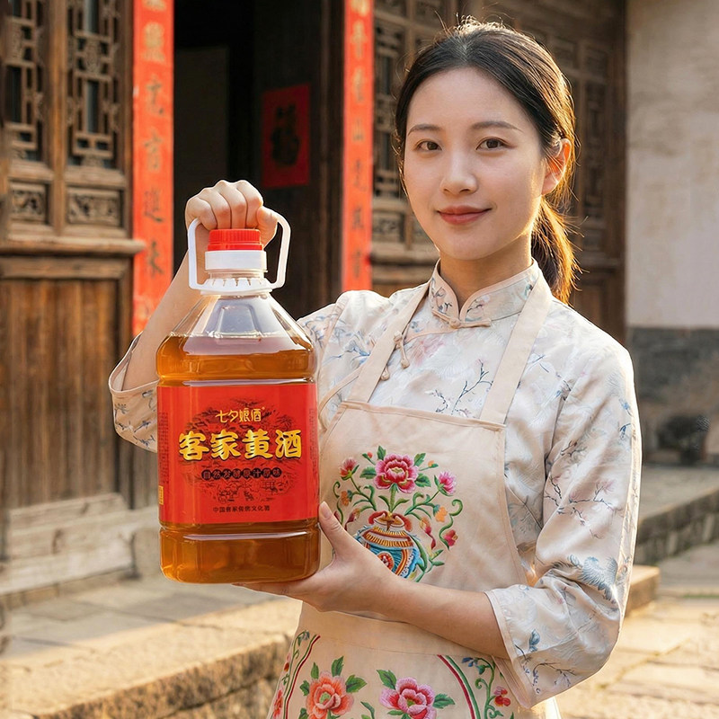 七夕娘甜型客家黄酒姜汁黑豆火灸娘酒河源梅州特产糯米月子甜酒酿