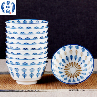 高温釉下彩青花唐风碗国潮复古饭碗食品级面碗家庭装繁花碗清仓