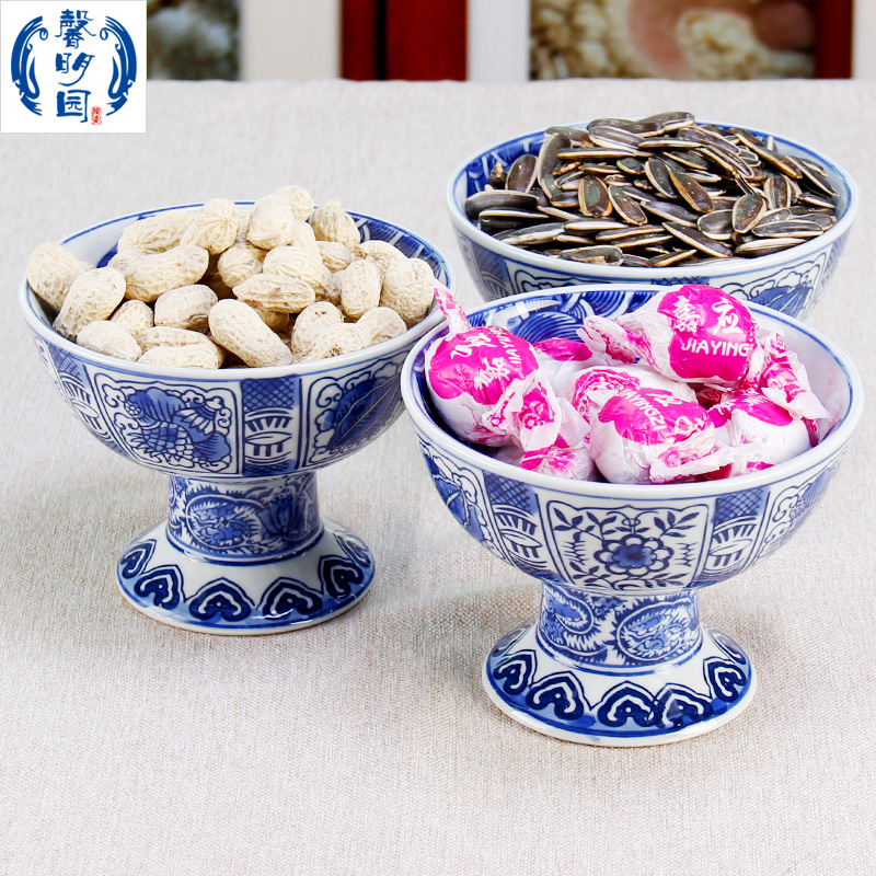 青花瓷国潮手绘复古创意酒杯碗