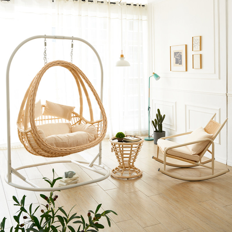 双人吊椅阳台家用摇篮椅秋千室内吊兰椅懒人吊床摇椅网红吊篮藤椅