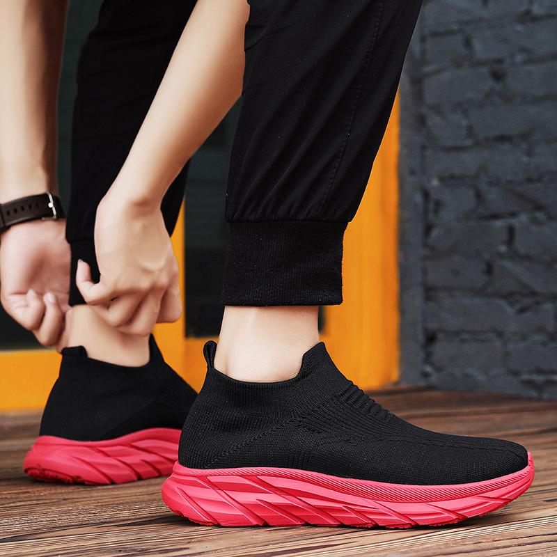 多运动走路网面透气厚底休闲跑鞋