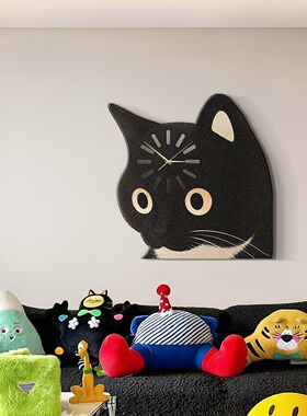 稀奇古怪的钟猫咪钟表卡通客厅挂钟多巴胺餐厅时钟挂表创意墙上装