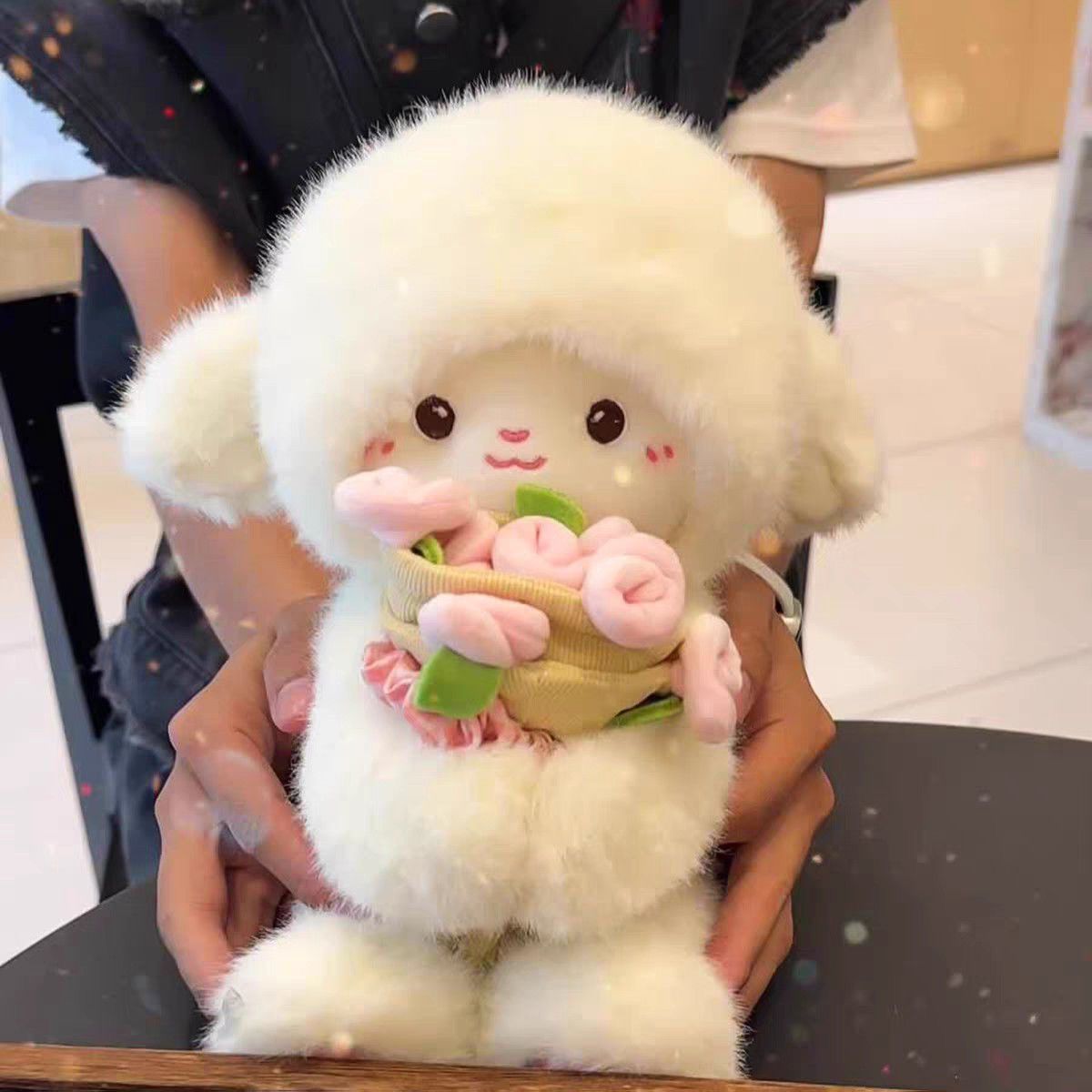 玫瑰小羊玩偶花束软萌可爱玫瑰磁吸小羊手捧花毛绒玩偶公仔送女生