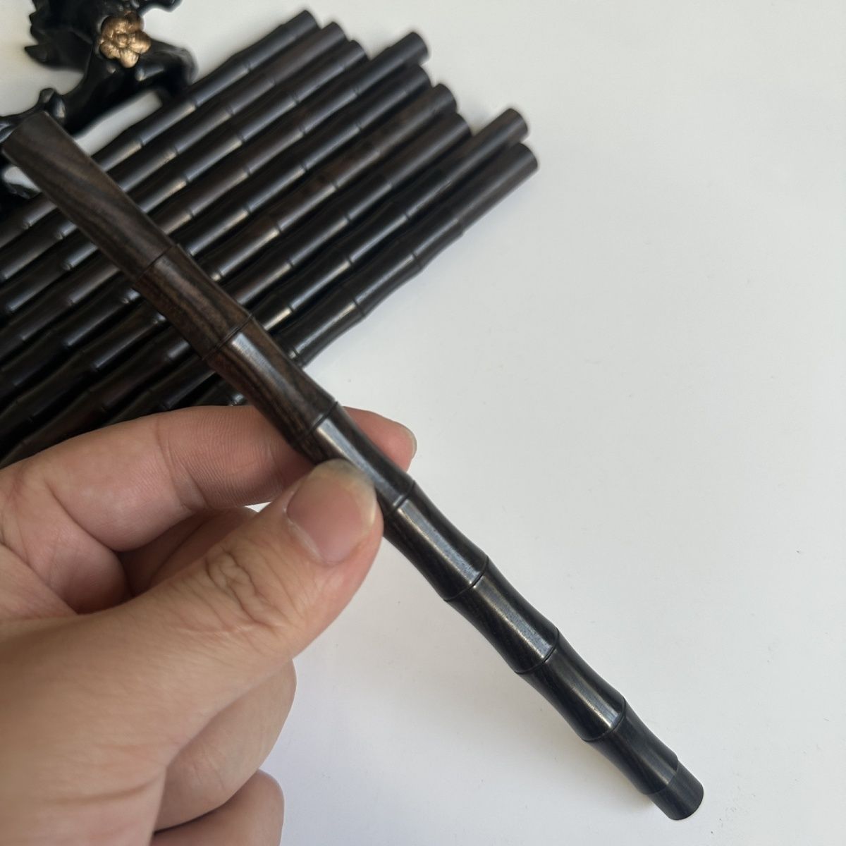 焊烟烟杆竹节烟袋杆 紫檀木红檀木实木杆 旱烟烟杆