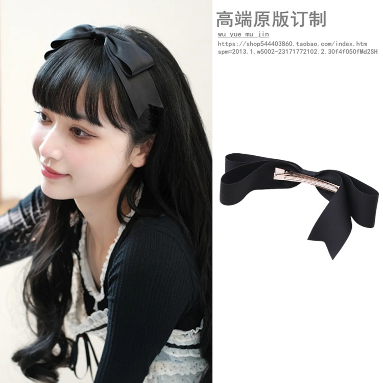 新款蝴蝶结发夹网红少女黑色顶夹
