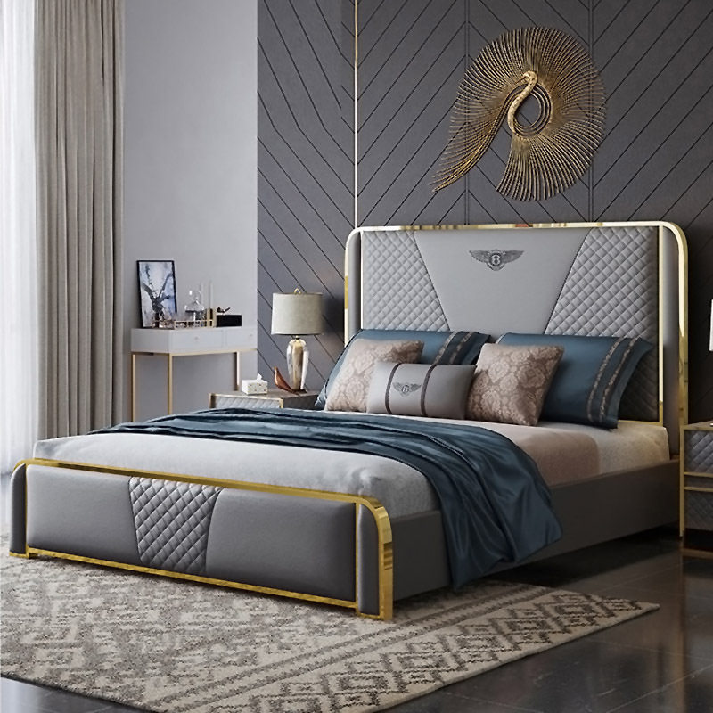 主卧轻奢床现代简约真皮床卧室宾利床现代高端大气家具豪华大床