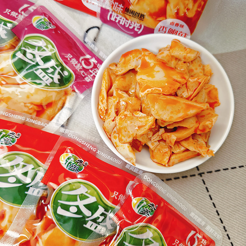 冬盛杏鲍菇香辣味卤香味开袋即食小吃下酒菜下饭菜咸菜零食小包装