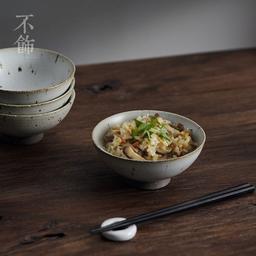 不饰粗陶饭碗日式复古