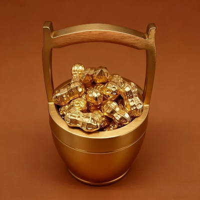 沙金小花生实心摆件一克黄铜