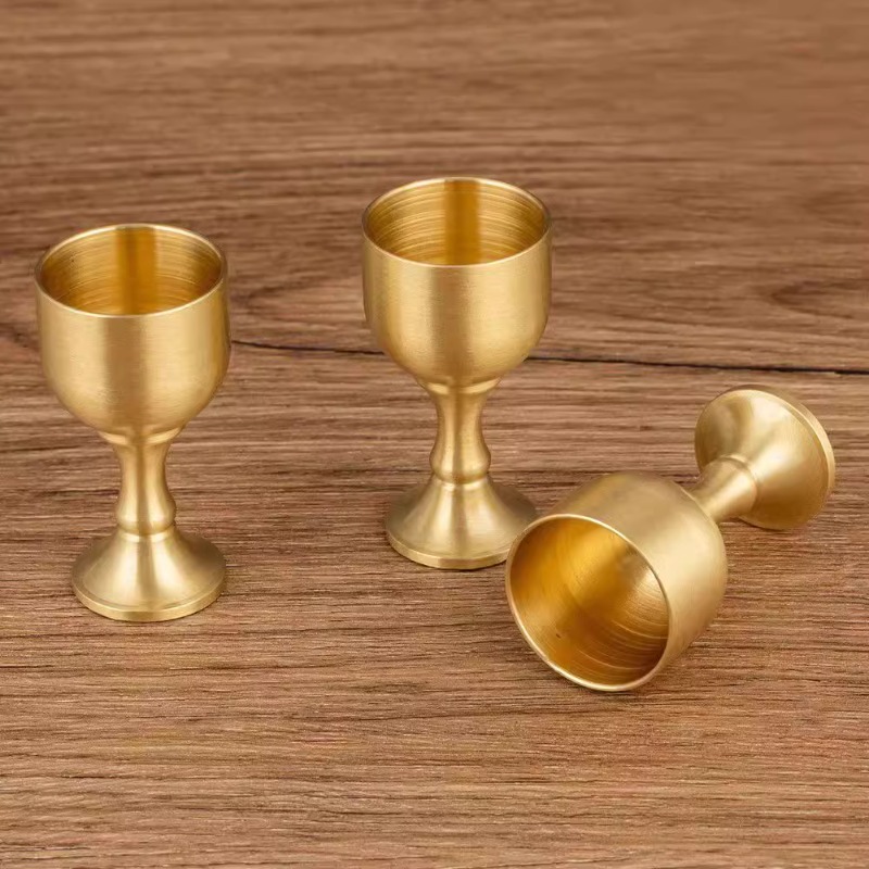 纯黄铜酒杯大中小工艺装饰品