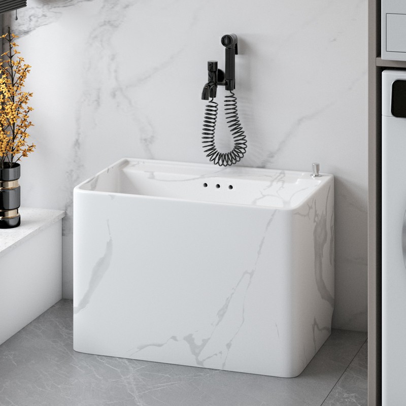 岩板白石纹陶瓷拖布池