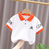 T恤2025夏装 新款 小童polo衫 男童短袖 儿童翻领上衣宝宝拼色半袖 潮