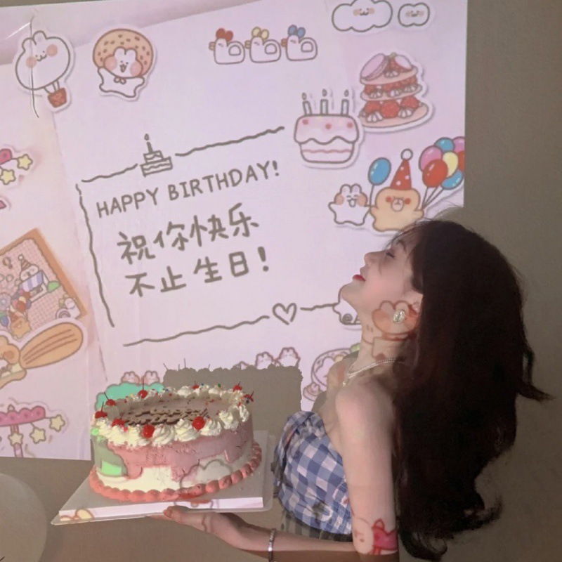 小红书同款生日快乐投影仪投影灯韩国ins网红派对儿童房礼物女孩