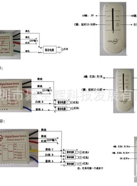 4路无线分段遥控开关1路二路三路控制器智能家居LED智能遥控开关