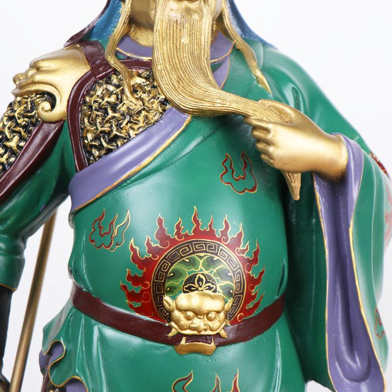 厂家铜关公烧色关公立彩绘关公工艺品家居办公摆件
