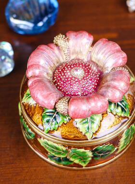 欧式珐琅彩镶钻金属首饰盒戒指手链外贸圣诞礼品