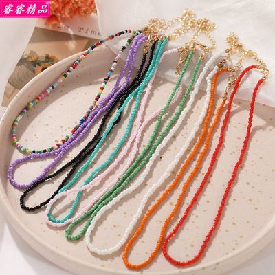 new ornaments bohemian short necklace rice bead Girls choker