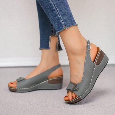 big size women wedge sandals casual shoes 夏季女士坡跟凉鞋子
