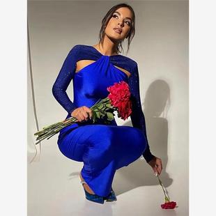 Sleeve Long Maxi Dress Party Hollow Glitter Out