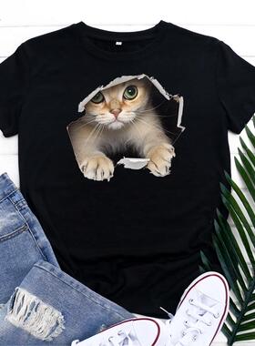 Women T-shirt欧美女装圆领纯棉短袖女式T恤上衣Women's t-sh