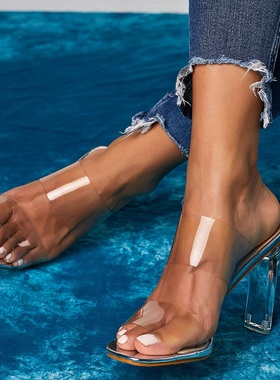 Women Transparent High Heels Thin Heel Pumps 11cm Slippers