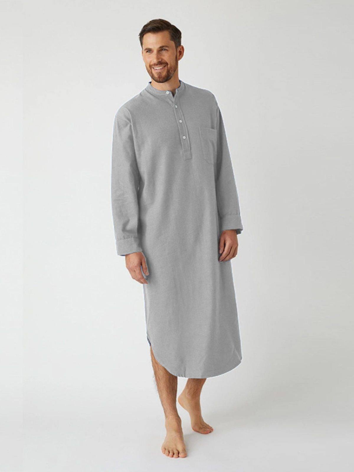 Men's robe new long shirt clothes 居家大码宽松长衬衫睡袍