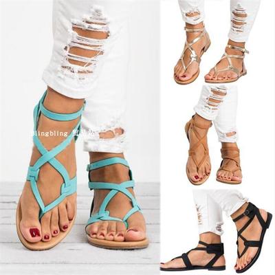 Women Ankle Strap Summer Shoes Flat Sandals Gladiator 女凉鞋