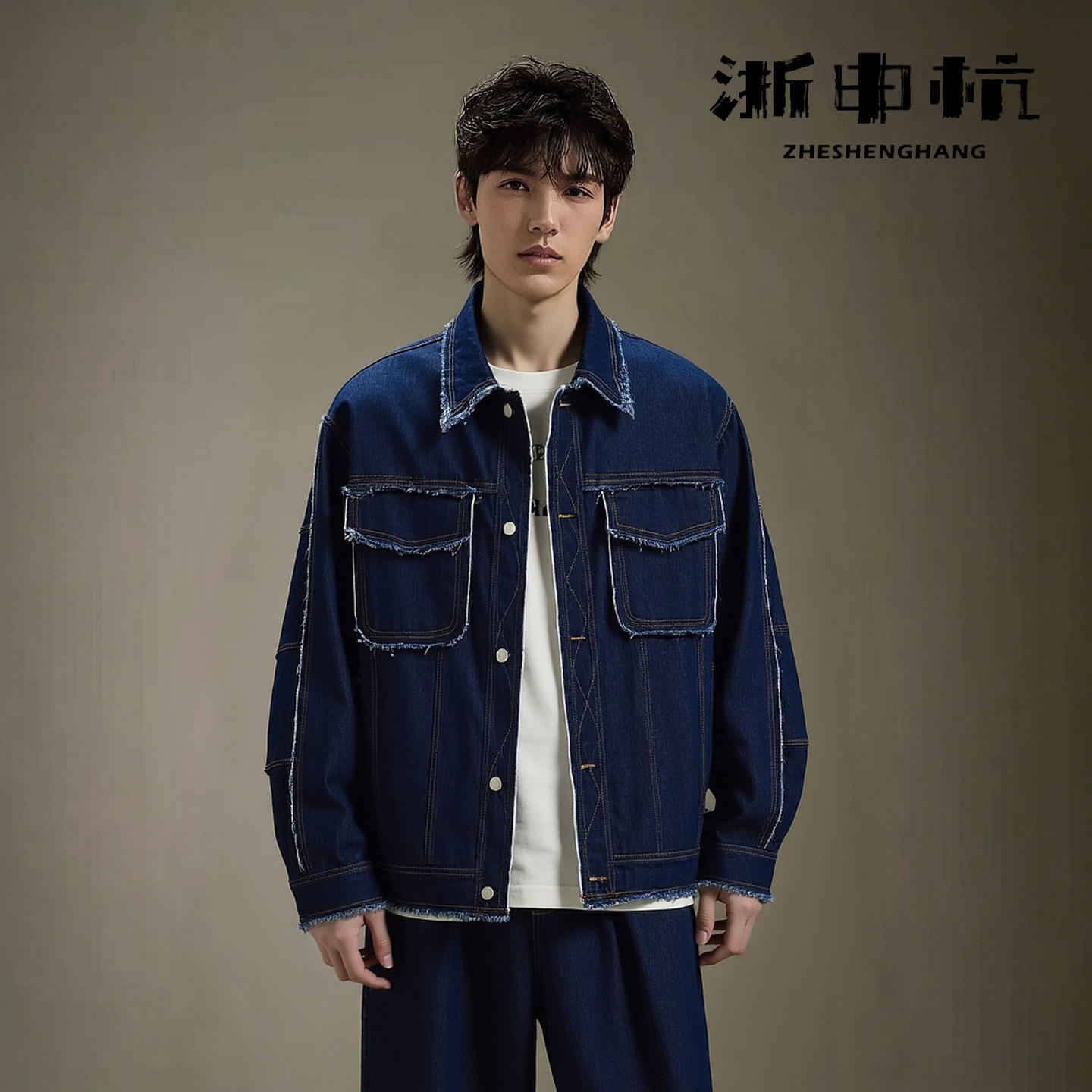 美式潮牌工装解构拼接毛边牛仔夹克男女ins潮流外套,男装,牛仔外套,淘宝优惠券,粉丝福利购,淘宝优惠卷