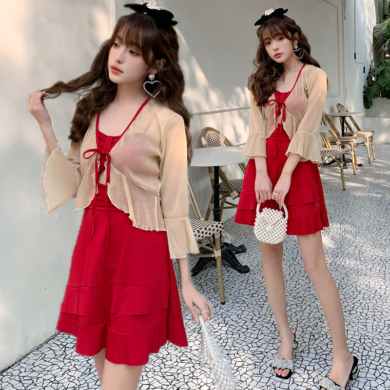 泳衣女裙式连体保守显瘦韩国ins仙女范罩衫防晒学生森系温泉泳装