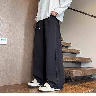 Kwer服饰美式休闲裤子男款秋季宽松直筒垂感长裤运动阔腿弯刀卫裤