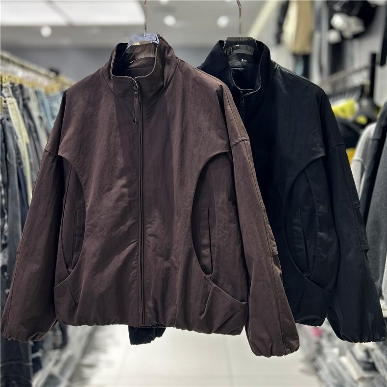 YM潮牌城市机能风拼接设计蝙蝠袖男士立领飞行员夹克工装外套8053