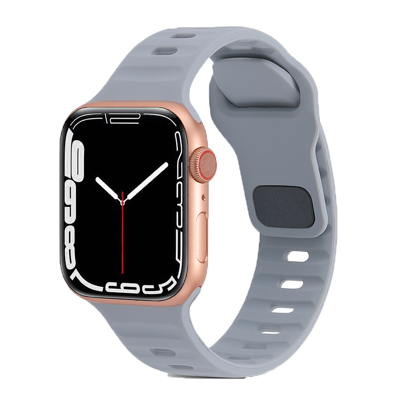 CLoudhis适用applewatch ultra2表带新款苹果手表表带iwatch9硅胶浅灰色运动手表带S8春夏季高级男女款SE