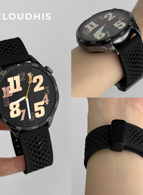 CLOUDHIS适用华为GT5手表带GT4新款watch5pro春夏季pro洞洞硅胶磁吸watch3运动4透气高级感腕带男女46mm
