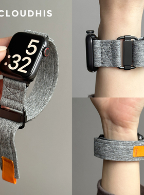 CLOUDHIS新款运动帆布尼龙回环iwatch表带适用苹果手表带applewatch透气s8柔软ultra男款s11小众s9女s10腕带