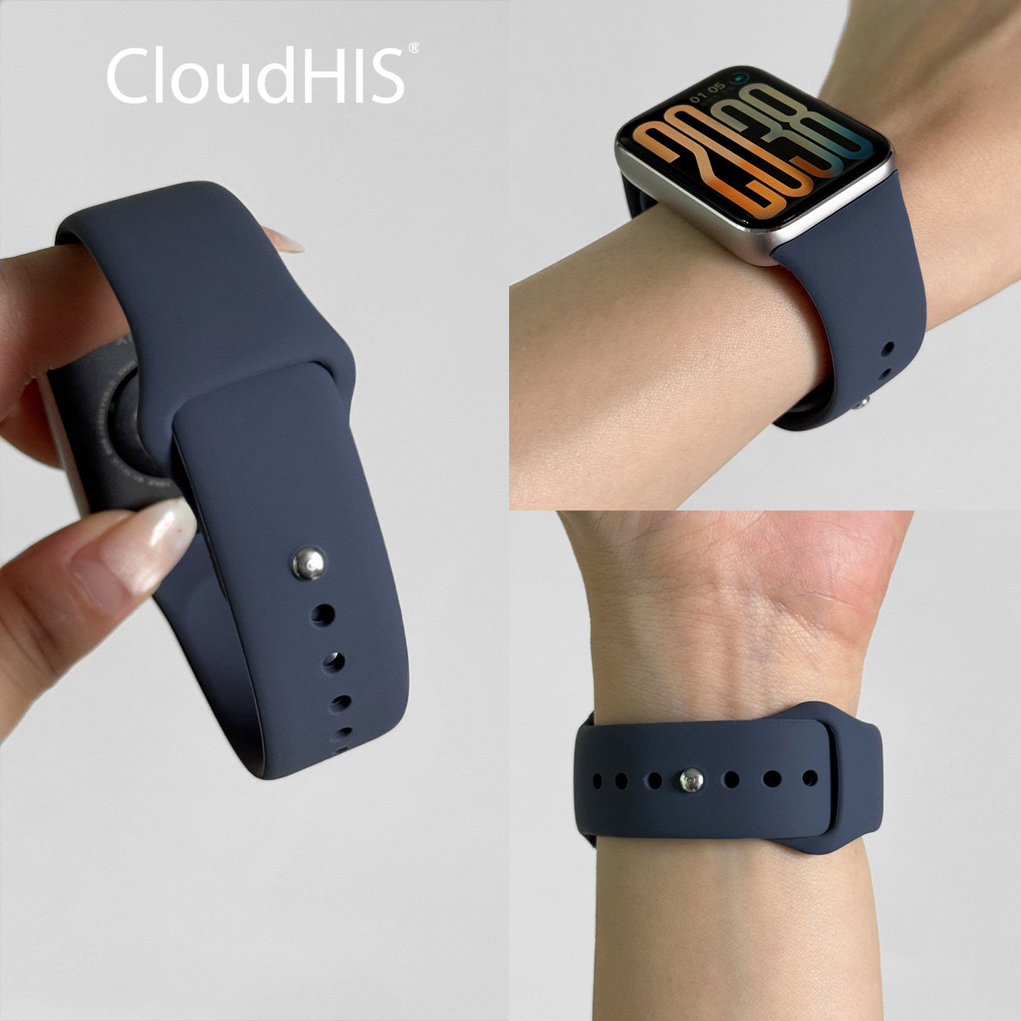 CloudHIS夏季新款适用小米手环9pro表带运动硅胶8Pro手腕带智能手表表带红米watch5替换表带红米watch6男女4