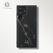 时尚 SS新款 ins原创金沙黑皮革适用三星s22手机壳ultras保护套galaxy简约22 samsungW23高级感全包软防摔fold4