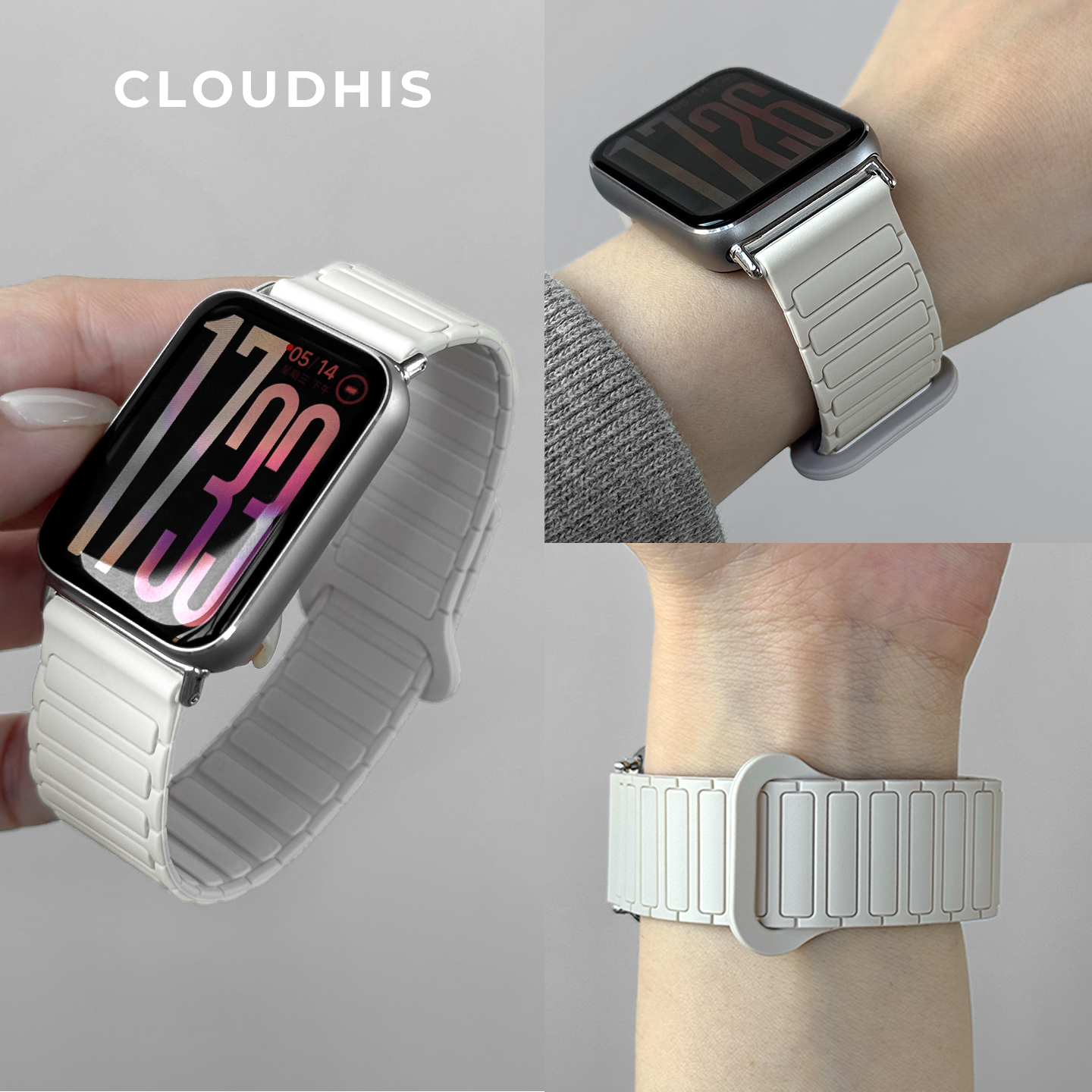 CLOUDHIS适用小米手环9pro表带新品硅胶磁吸小米8Pro手链腕带智能运动手表红米watch5男女生4高级感春夏季