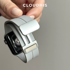 CLOUDHIS夏天新款硅胶磁吸iwatch表带s10适用苹果手表applewatch运动9透气8柔软ultra男款小众s9女款s8潮灰色