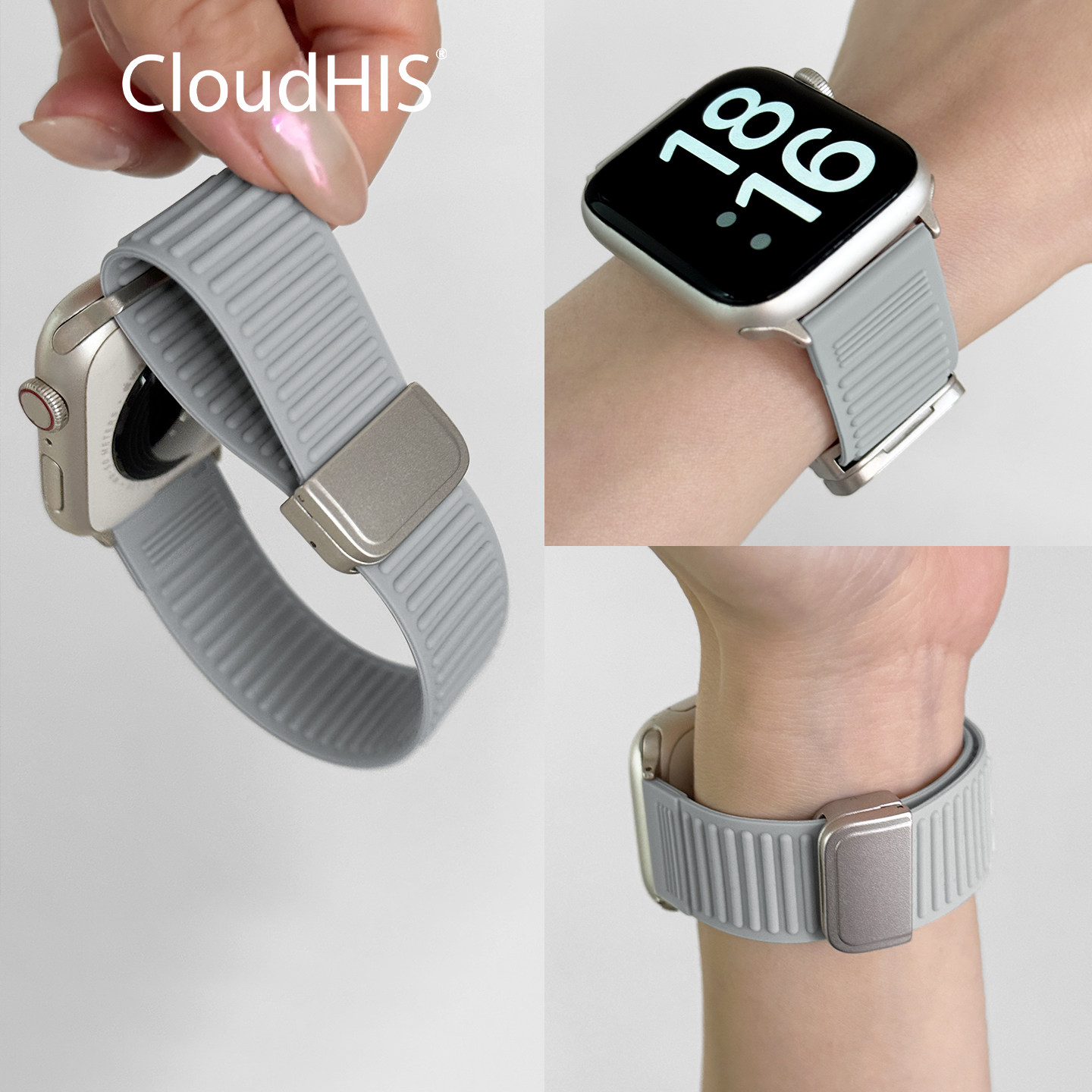 CLOUDHIS适用苹果手表硅胶表带s9图片