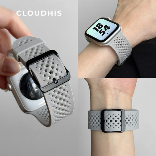 CLOUDHIS适用苹果手表硅胶表带s9